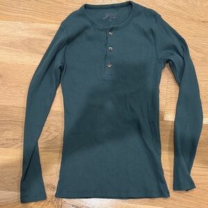 Brix Green Long Sleeve Henley Shirt